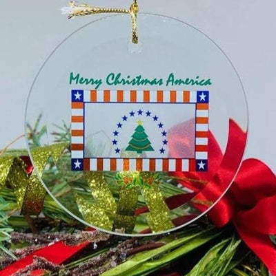 Clear Glass Tree Ornament/ Suncatcher 3 1/2 in. - American Christmas Flag